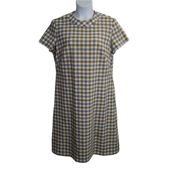 VINTAGE 70s plaid two piece shift dress and matching blazer XL - Picture 4 of 17